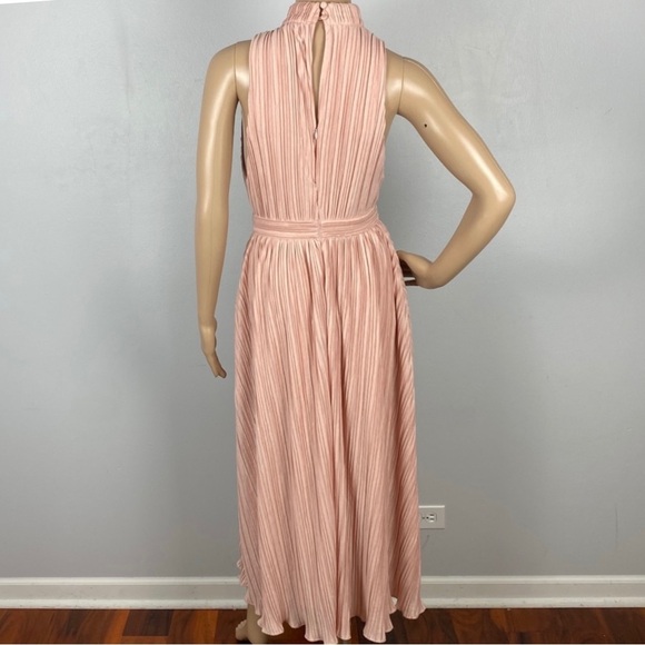 NBD REVOLVE PINK PLUNGING V-NECK PLEATED MIDI DRESS - Picture 7 of 10
